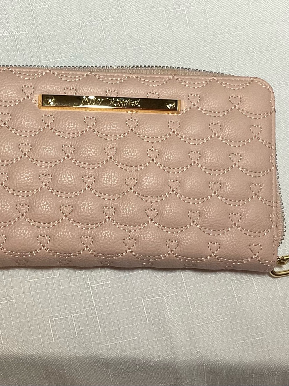Betsy Johnson Pink Quilted Zip wristlet Wallet